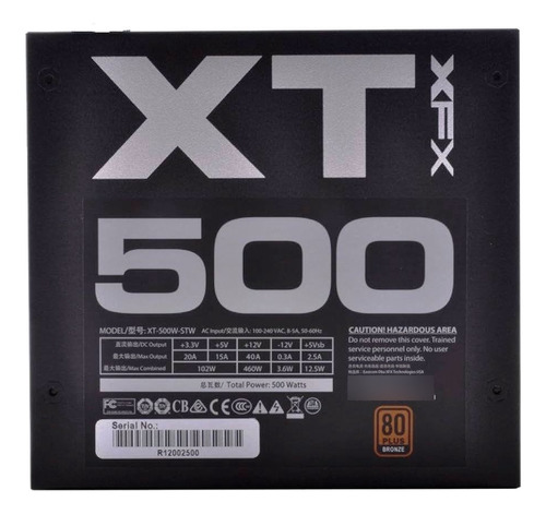 Fonte Xfx 500w Xt Full Wired 80bronze