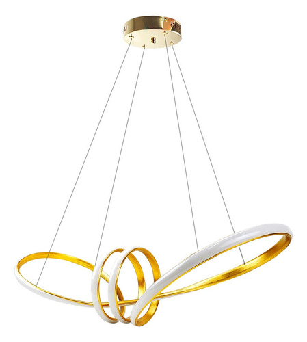 Lustre Pendente Led Altura Ajustável Moderno Curvas Dourado