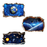 3 Pegatinas De Pared Del Universo 3d Planeta Galaxia Espacio