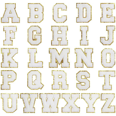 ^ 26 Piezas Parche Brillos Hierro En Letras Apliques