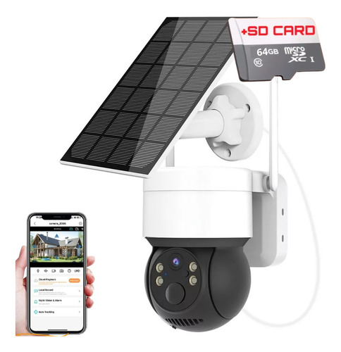 Câmera Wifi Segurança Hd Energia Solar Chip 4g C/cartão 64gb