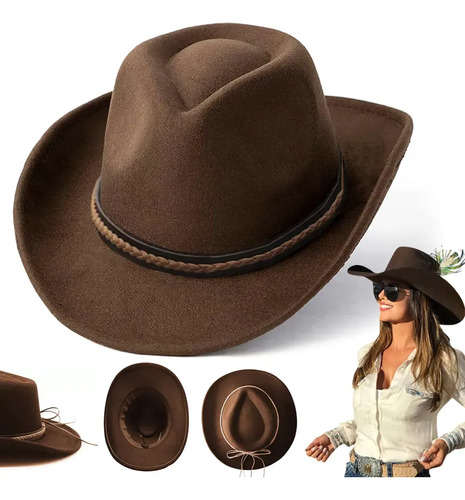 Sombrero Vaquero Texano 100% Lana Unisex Elegante Económico