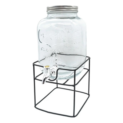 Frasco Dispenser Vidrio C\u002Fcanilla + Pie 4lts Jugos Bebidas Color Transparente | Envío gratis