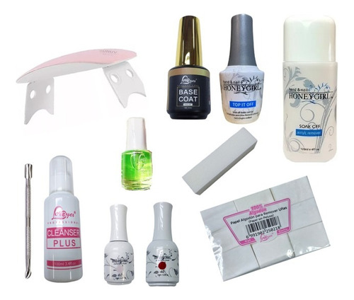 Kit Uñas Permanente Basico + Lampara 6w. + Esmalte Espejo