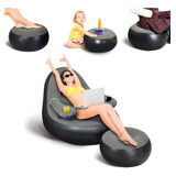 Sillón Inflable Con Otomana Y Soporte Para Tazas, Sofá Infla