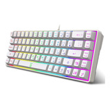 Teclado Mecanico Blanco 68 Teclas Rgb 60%