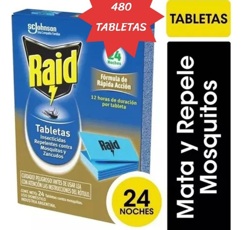 480 Tabletas Raid Contra Mosquitos Venc 2027