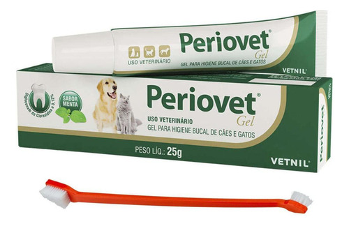 Periovet Gel 25 Gr Higiene Bucal Vetnil Para Cães E Gatos