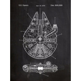 3 Cuadro Patente Millenium Falcon Star Wars Decorativo 50x70