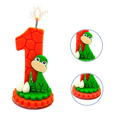 Vela 1 Ano - Topo De Bolo Aniversario Dinossauro Baby Dino
