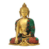Estátua Buddha Colorido  Com Pedras Original Da Índia