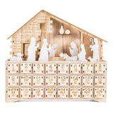 Calendario De Adviento Casa De Madera Led Navidad Decorar