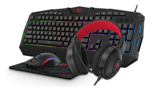 Kit Gamer Rgb Havit Kb502 Teclado Mouse Headset Mousepad 