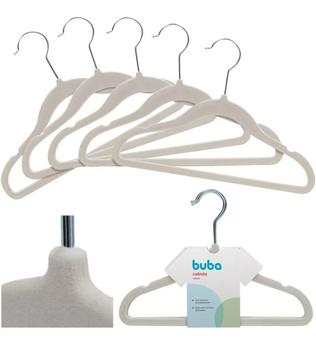 Kit 5 Unidades Cabides Aveludado Infantil Ultrafino Buba