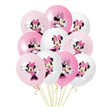 Pack 10 Globos Látex Minnie Mouse Para Aire O Helio