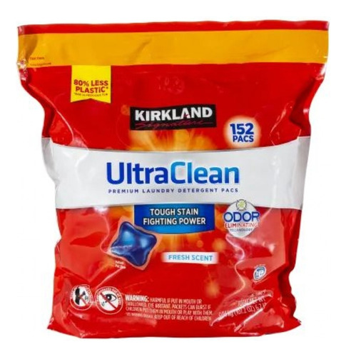 Detergente Ultraclean Kirkland Rinde 152 Lavados. 