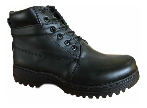 Bota P Trabajo Muy Económica En Piel, Negro Y Suela Cosida