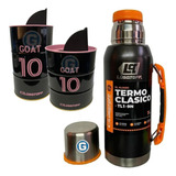 Kit Termo Negro Lüsqtoff 1l + Yerbera Azucarera Goat 10 Mate