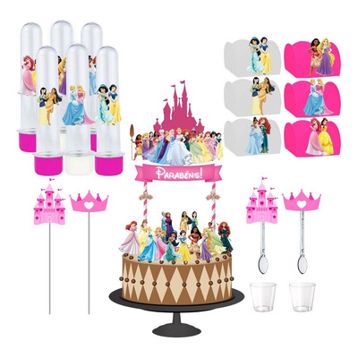 Kit Festa #kf Princesas Disney Forminha Tubete Topper