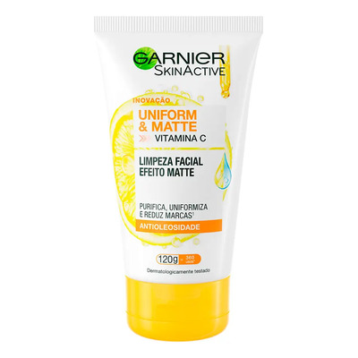 Sabonete Limpeza Facial Vitamina C Antioleosidade Limpa Profundamente, Remove Oleosidade e Maquiagem Efeito Matte Reduz Marcas Uniform & Matte Garnier 120g | MercadoLivre