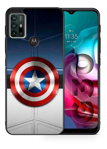 Funda Moto G10 G20 G30 Capitán América Escudo Tpu Uso Rudo