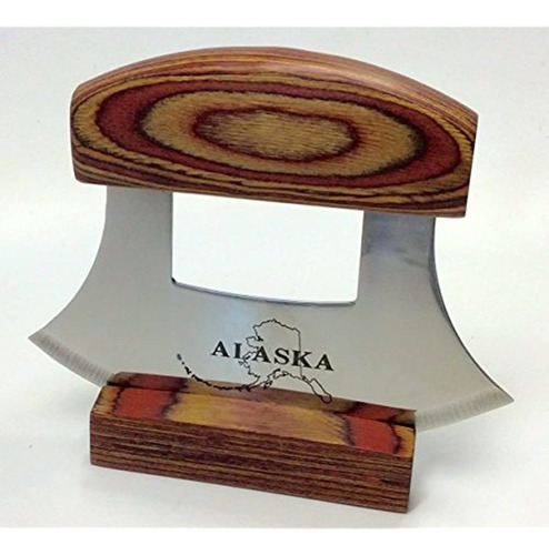 Soporte De Madera Exotico Natural De Alaska Ulu Knife Graba