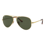 Anteojos De Sol Ray-ban Aviator Rb3689 Small Con Marco De Metal Color Polished Gold, Lente Green De Cristal Clásica, Varilla Polished Gold De Metal