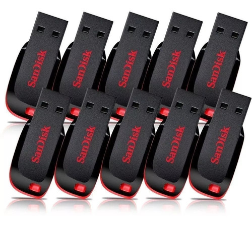 Kit 10 Pen Drive 16gb Cruzer Blade Usb2.0 Sandisk Lacradosnf