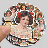 Set 40 Stickers Niña Victoriana Muñecas Scrapbooking Collage