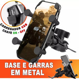 Suporte Celular Motocicleta Com Carregador Universal Usb 