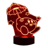 Lámpara 3d Kirby Con Paraguas Base Negra
