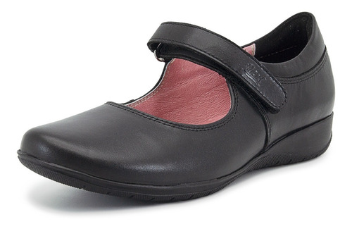 Zapato Escolar Niña Flexi Piel Negro Velcro Ligeros 17-21