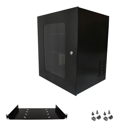 Rack Organizador 12u Com1 Bandeja E Visor Acrílico