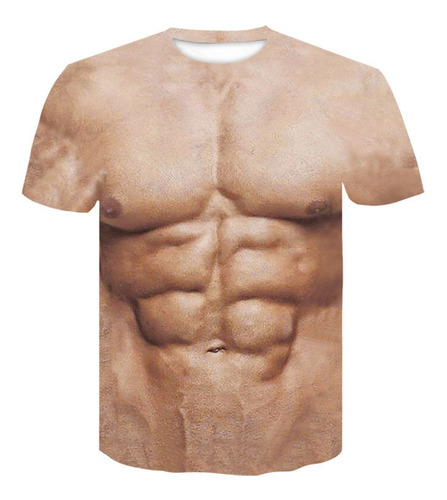 Camisetas Unisex Con Abdominales Falsos En 3d, Divertida Cam