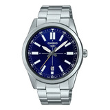 Reloj Casio Mtp-vd02d-2e Acero Fondo Azul Calendario Sumerg.