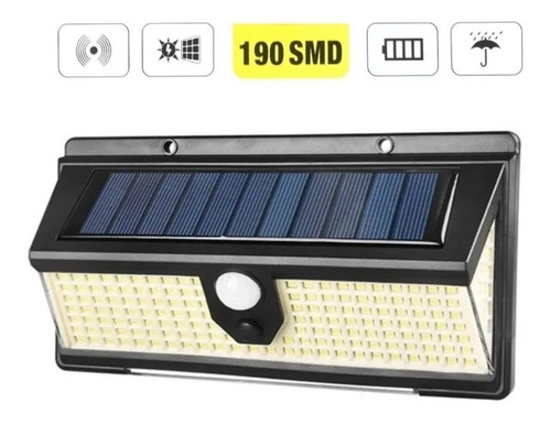 Aplique De Pared Solar Exterior Foco Solar Led Blanco Frio Color Negro