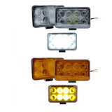 Par Faros 8 Led Lupa Auxiliares Rectangular Estrobo 4x4 F1