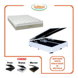 Cama Box Baú King + Colchão Strong 193x203 Cor Branco