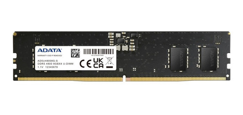 Memoria Adata Udimm Ddr5 8gb Pc5-38400 4800mhz Ad5u48008g-s