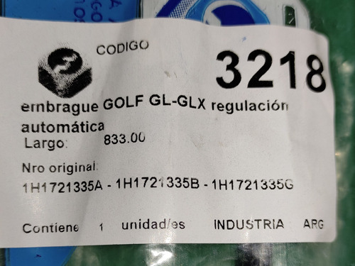 Guaya O Embrague Para Croche Wolswagen Golf Gl Glx Foto 4