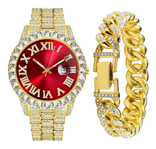 Reloj De Pulsera Unisex Estilo Hip Hop Con Diamantes De Imit