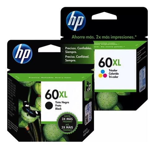 Kit De Cartucho De Tinta Hp 60xl Black E 60xl Color Original