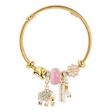 Pulsera Brazalete Con Elefante Y Dijes Preciosos Ajustable