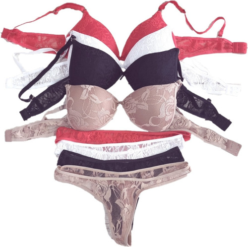 Pack X3 Conjunto Triangulo Soft Encaje Less Mia Carezza 9010