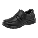 Zapato Flexi Casual Para Niño  C/ Velcro Color Negro Piel
