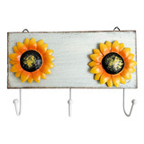 Gancho De Pared De Girasol De Madera Rústica, Llaves, Delant