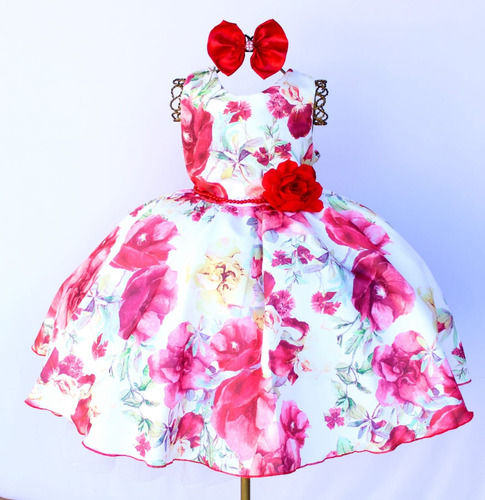 Vestido Infantil Estampado Floral Juvenil Luxo 4/16 Oferta