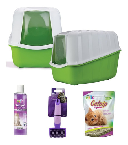 Arenero Kit Para Gato Con Shampoo, Cepillo, Catnip Para Gato