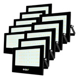 Kit 10 Refletor Led Holoforte 100w 6500k Branco Frio Bivolt