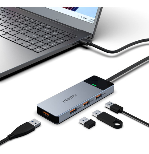 Hopday Hub Usb, Concentrador Usb 3.2 De 4 Puertos, Adaptador